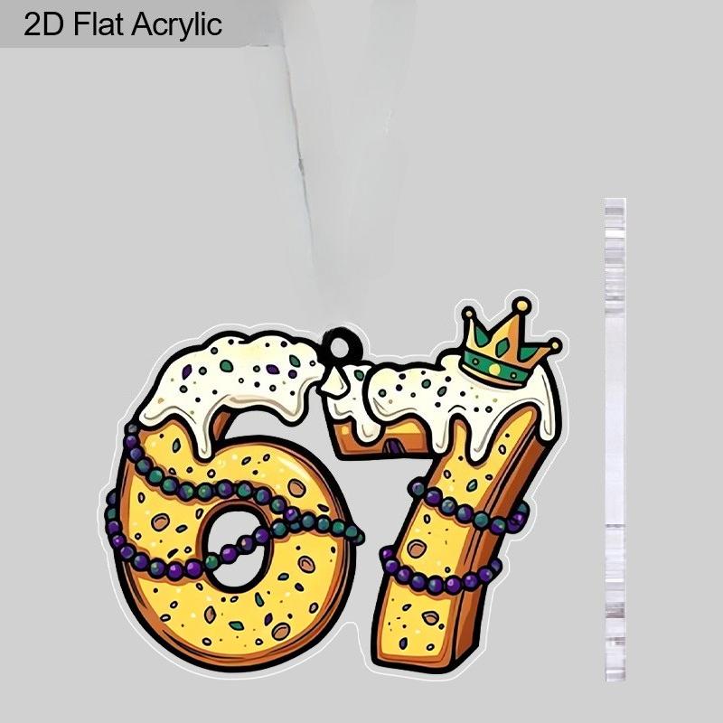 2D Flat Acrylic King Cake Style '67 Decoration, Indoor and Outdoor Decoration - No Battery/electricity Required, Free Day Decoration,