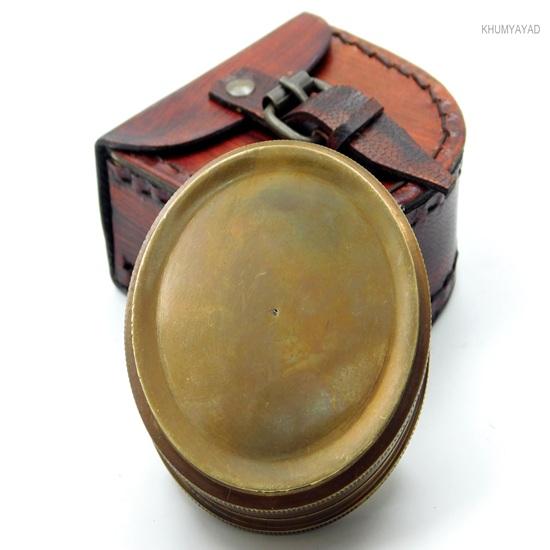 5.715 Cm Brass Hand Made Fully Functional Compass with Leather Case Robert Frost Poem Engraved