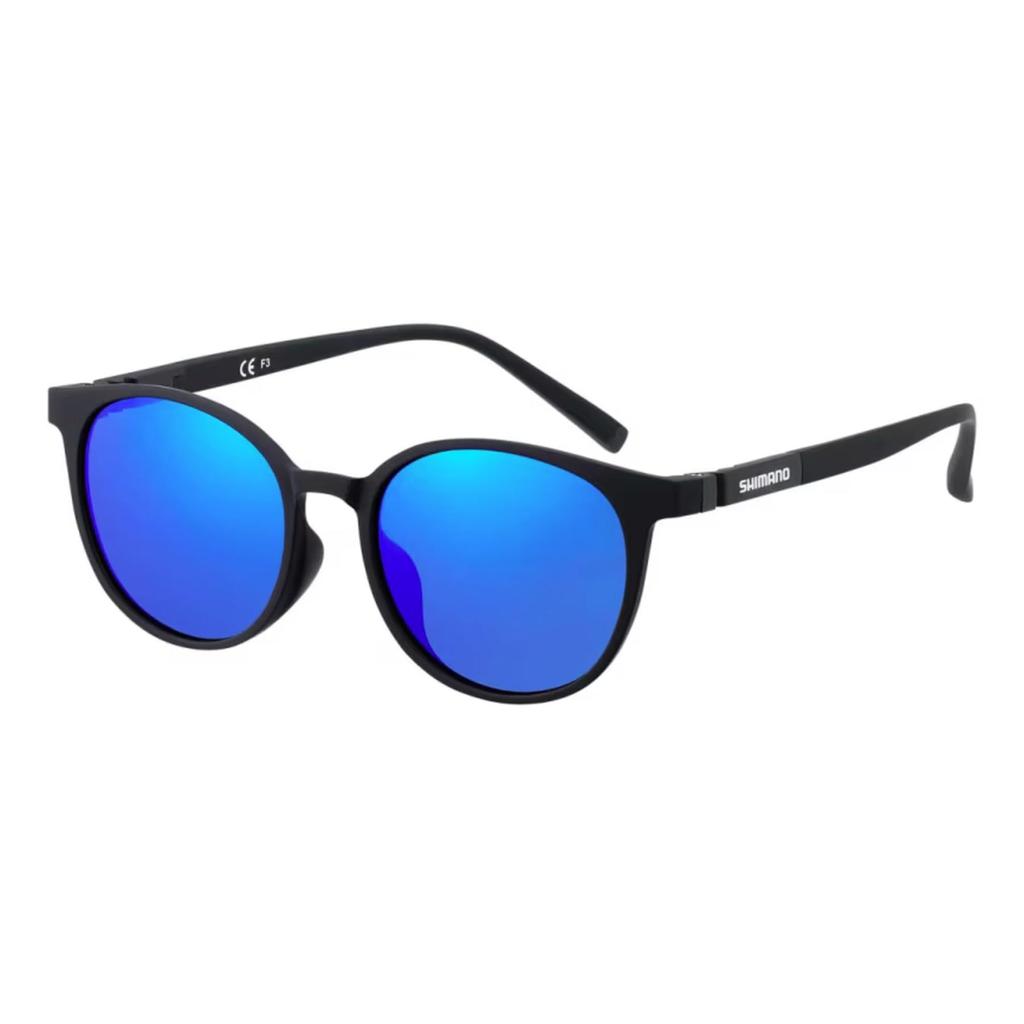Shimano Boston Glasses 01 Polarized Blue Black Glasses, UJ-053Y, Mirror/Matte