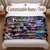 Music General Theme Soft Blanket Personalized Custom Name Text Print Warm Blanket Home Sofa Bedroom Decor