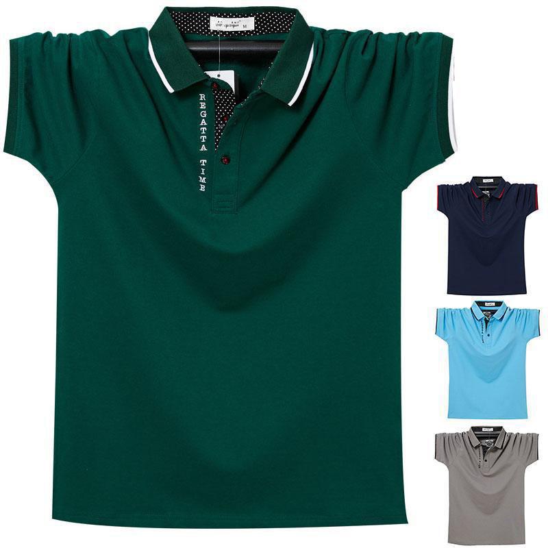 Nouveau été hommes coton polos en vrac grande taille respirant confortable décontracté affaires couleur unie T-shirt