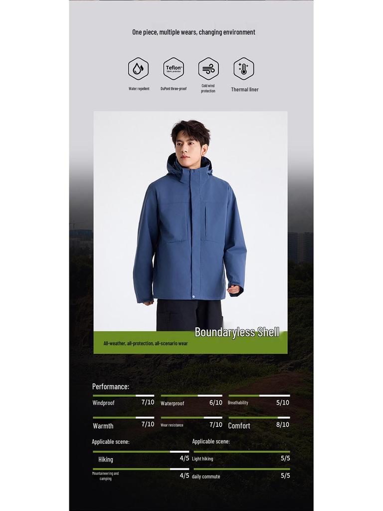 Men's and Women's Three-in-One Waterproof Windbreaker - Oilproof Workwear & DuPont Mountaineering Jacket (Custom Logo Available)