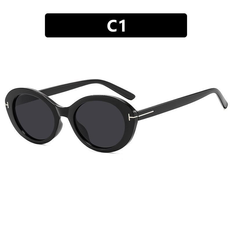 New Retro Oval T-shaped Sunglasses Women's Fashion Street Photography Trend Versatile Sunglasses UV400 Shades Eyewear