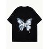 Oversized T Shirt Black Butterfly Print Women Casual Summer Top Streetwear Fashion Loose Fit Graphic Tee