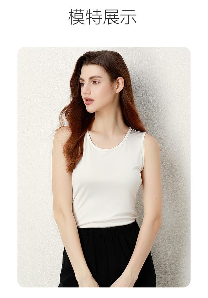 100% Mulberry Silk Women's Solid Color Round Neck Tank Top