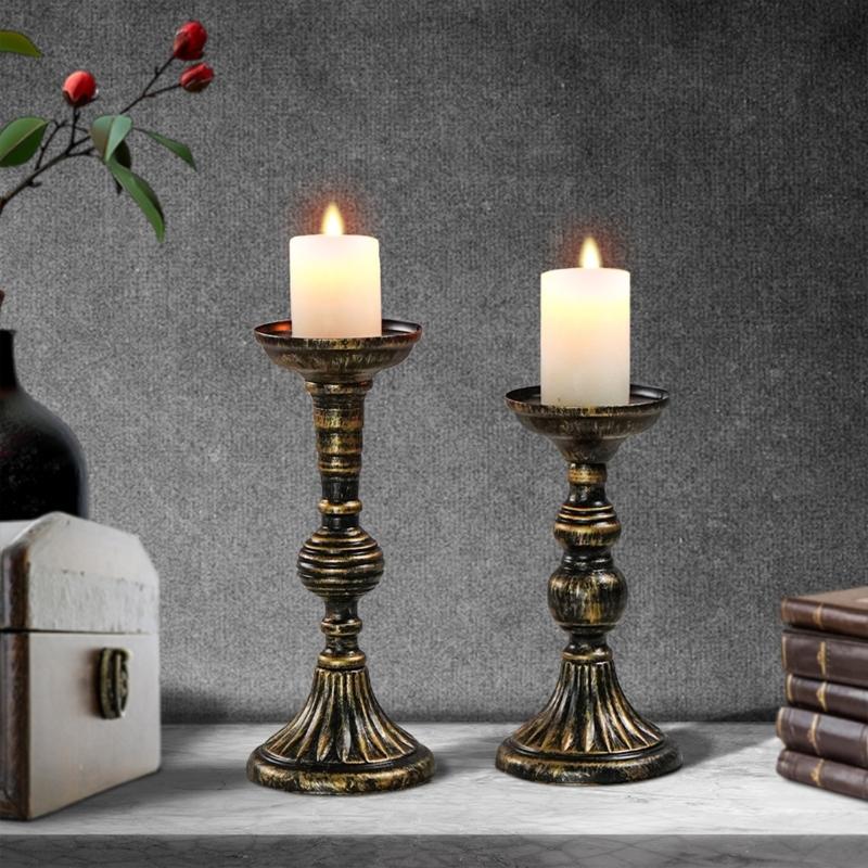 2 Stück Schmiedeeisen Kerzenhalter Kerzenständer Französisch Klassischer Kerzenhalter für Hochzeit Feiertag Filmen Kerzenhalter