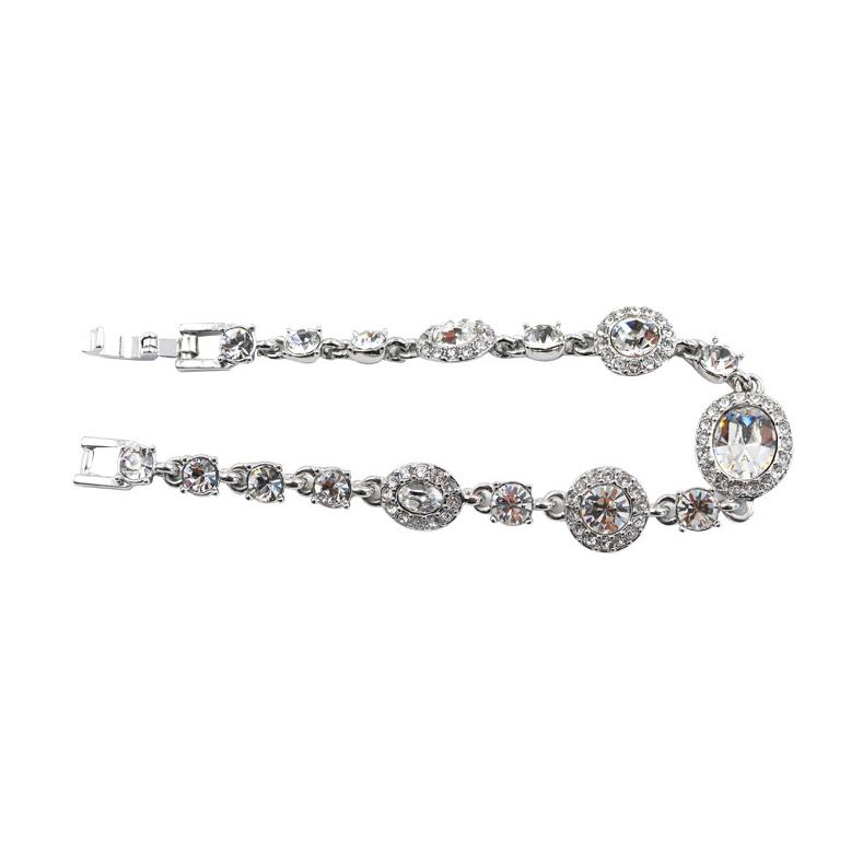 Givenchy Solid Color Letter Engraved Crystal Bracelet Women Bracelet Silver 60442002-NY0