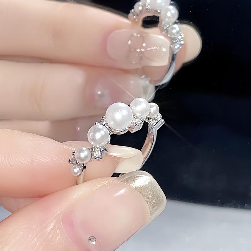 French Retro Niche Design Sense Diamond-Set Sweet Open Ring Stacked With Gentle Fairy High-End Sense Personalized Jewelry