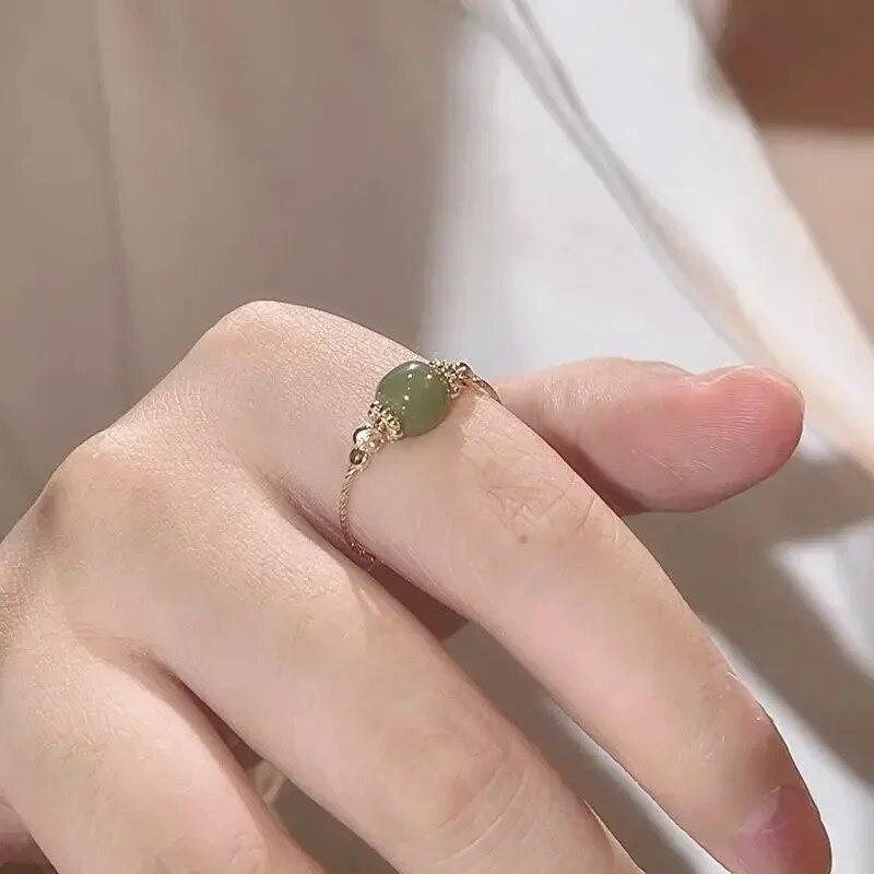 Fashion Adjustable Rings For Women Jade Ring Gold Color Party Jewelry Gift