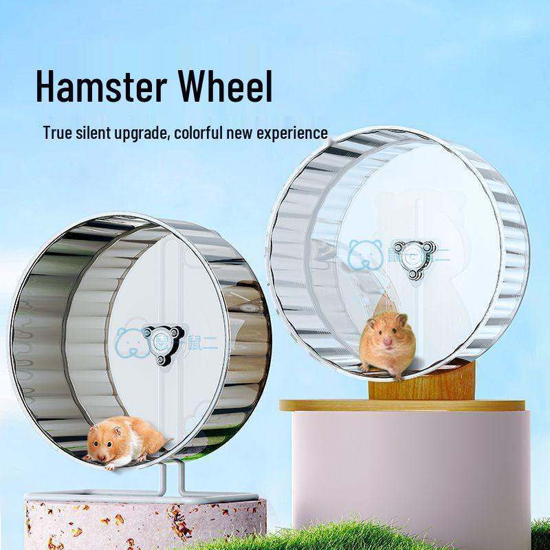 Silent Hamster Exercise Wheel: Transparent Treadmill and Stand for Boredom Relief and Fitness.