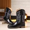 Luxury Handmade Embroidery Mens Boots Retro Western Cowboy Boots Outdoor Knight Boots for Men Mid-calf Leather Boot Botas Hombre
