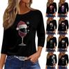 3/4 Length Sleeve Womens Tops Floral Print Vintage Fashion Casual Loose With Round Neck Plus Size Shirts