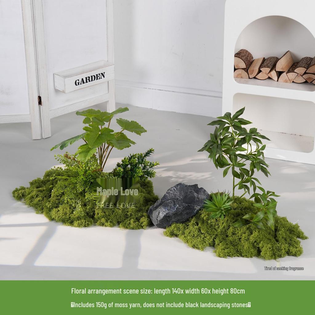 Luxury Faux Green Plant and Flower Decor - Indoor Moss and Grass Clusters for Elegant Landscaping.