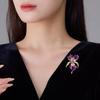Brooch Pin Three-Dimensional Iris Flower Design Lightweight Alloy Pin with Cubic Zirconia Golden-Plated Edging Suit Coat Dress Scarf Sweater Badge