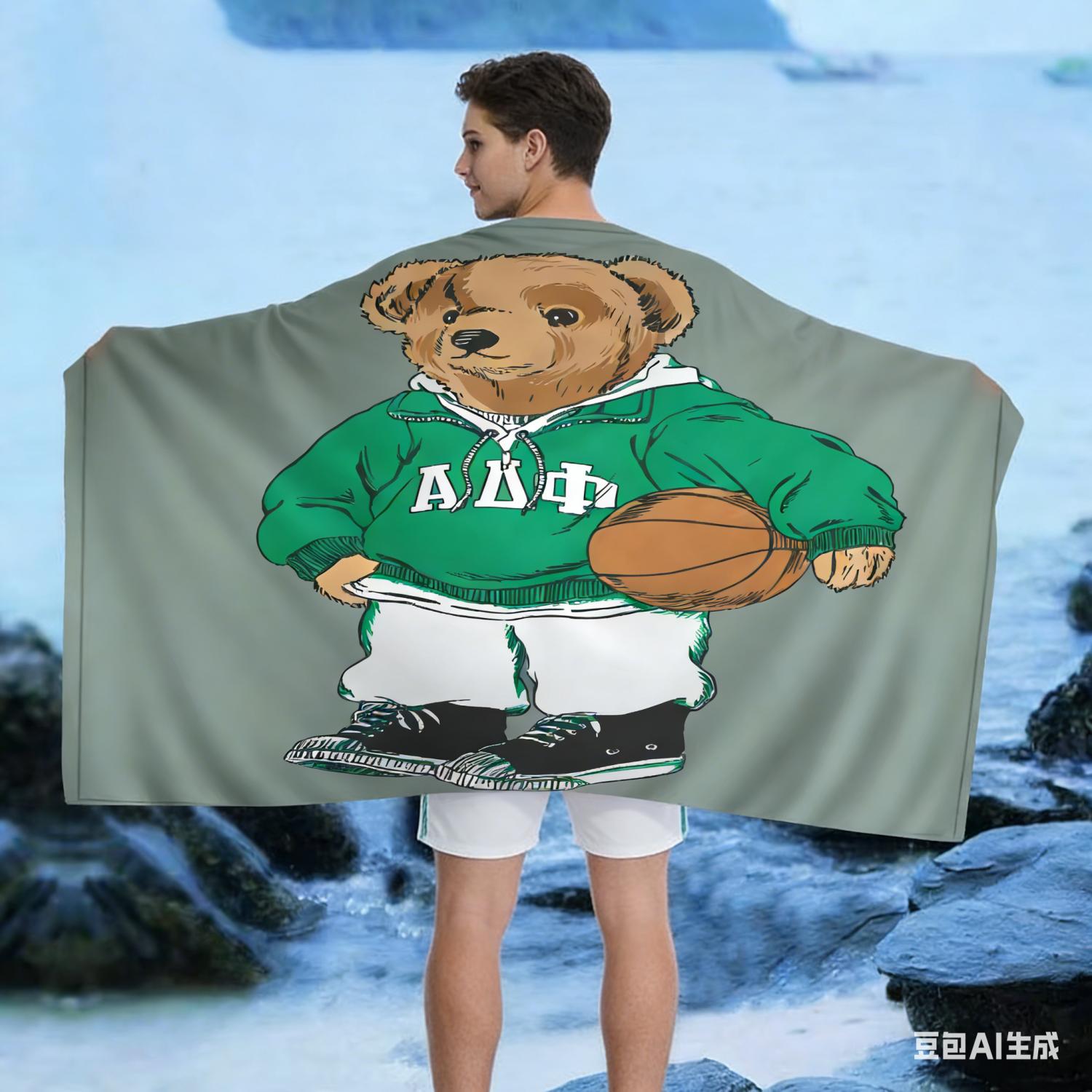 

Bear Microfiber Beach Towel Absorbent Quick dry Soft Yoga Swimming Resort Mountain Climbing Towel,Machine Washable W30*H60(CM)