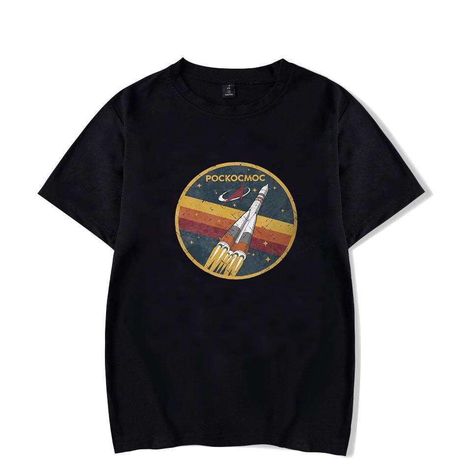 Retro Fire Arrow Pattern Unisex Women Tshirt Vintage Soviet Space Program Rocket Print Unisex Shirt Short Sleeved Couple Tees Tops