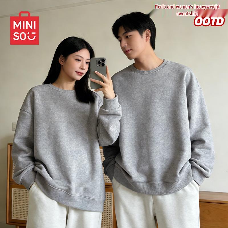 MINISO Men s Solid Color Crew Neck Sweatshirt M