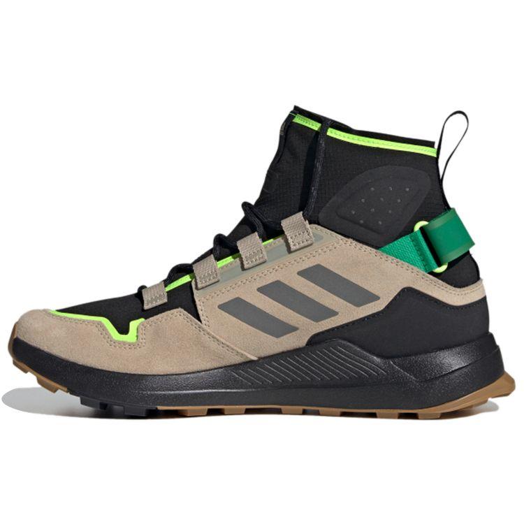 Adidas Terrex Hikster Mid Synthetic Leather Fabric Comfortable Versatile Durable High-Top Outdoor Functional Shoes Men Shoes Black Brown FW0383