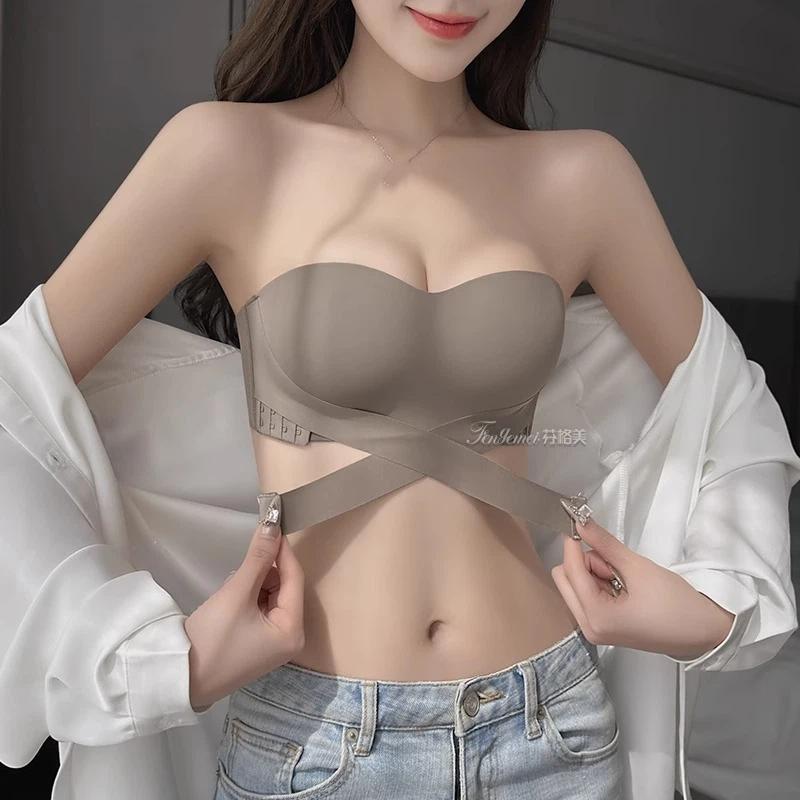 Brauner Multi-Way-Bügelloser BH mit rutschfesten Trägern und Rückenstütze Lingerie