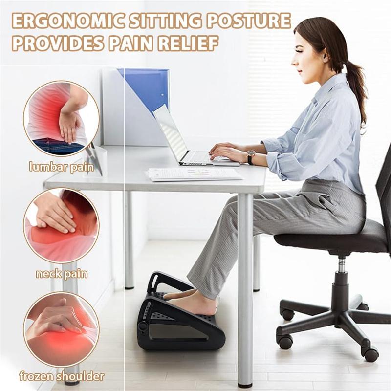 Six Heights Adjustable Foot Rest For Under Desk, Under Desk Footrest With Foot Massage Roller, Chair Footrest For Leg Rests