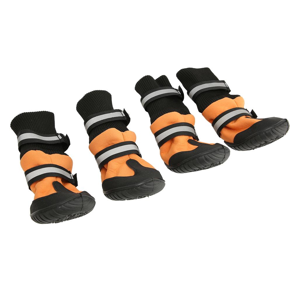 Hundestiefel Weich Rutschfest Reflektierend Wasserdicht Verstellbar Haustier Welpenschuhe zum Wandern Spazierengehen Laufen Orange XL