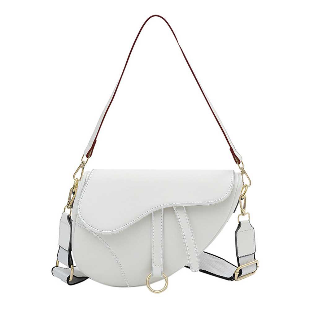 Женская однотонная сумка через плечо Модная женская сумка-слинг из ПУ-кожи с двумя ремнями Водонепроницаемая сумка-седло через плечо Дорожные сумки