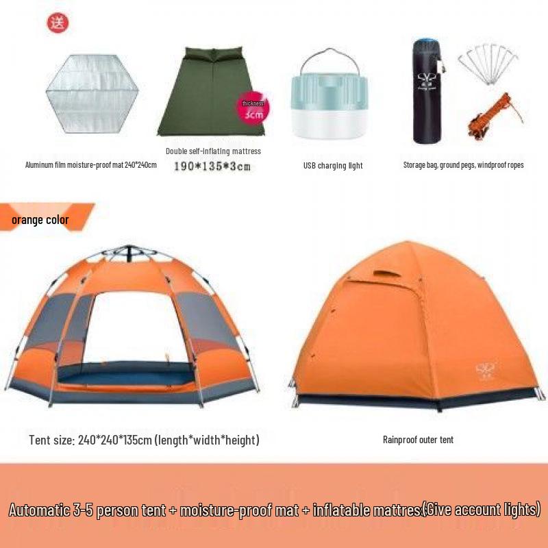 Quick Open Folding Double Layer Tent for 3-5 People - Perfect for Camping, Beach, or Park