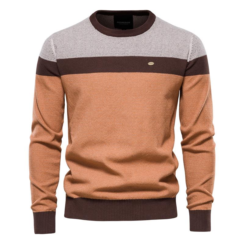 Gespleißter Baumwollpullover Herren Lässig Rundhals Hohe Qualität Pullover Gestrickte Pullover Herren Herbst Winter Marke Herrenpullover