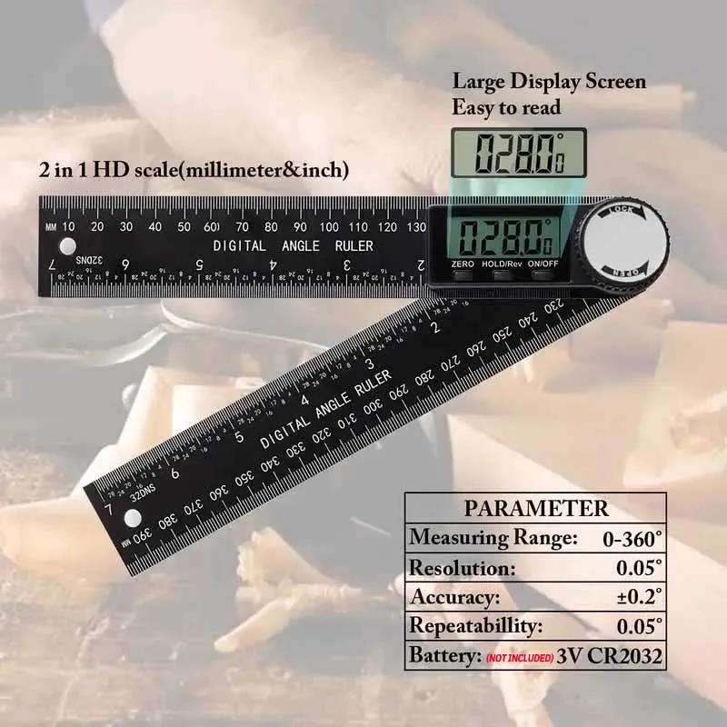 1 PC 2 In 1 Digital Angle Detector Scale Suitable for Woodworking Measurement Tools High Accuracy Mutifunction Tools