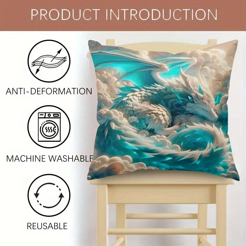 Double Sided Glam Style Dragon Design Soft Throw Pillow Cover For Bed Sofa And Holiday Home Decoration