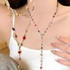 Flower Pendant Layered Necklace Gold Plated Colorful  Chain Choker Y2K Aesthetic Jewelry For Women