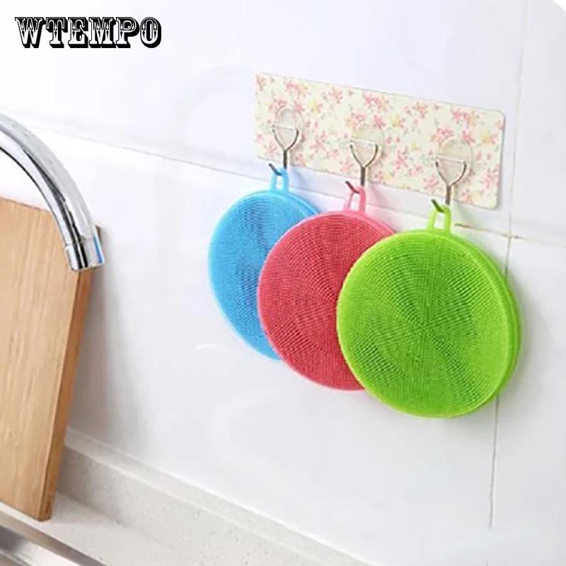 Скруббер для мытья посуды, силиконовая щетка для чистки чаши, губка для мытья посуды, кухонный очиститель для мытья посуды 3 Pcs