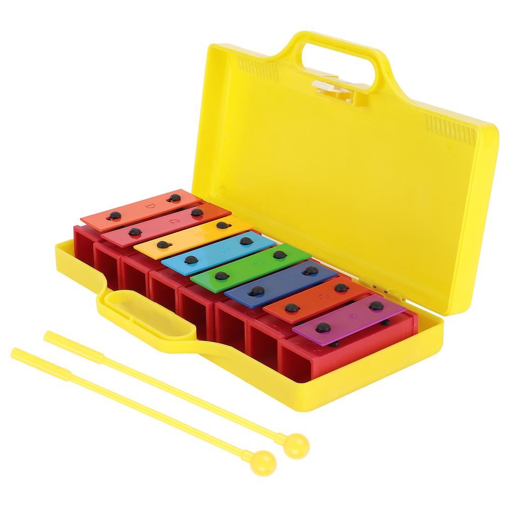 8 Note Xylophone Professional Percussion Instruments for Children with 2 Drumsticks 1 Yellow Box