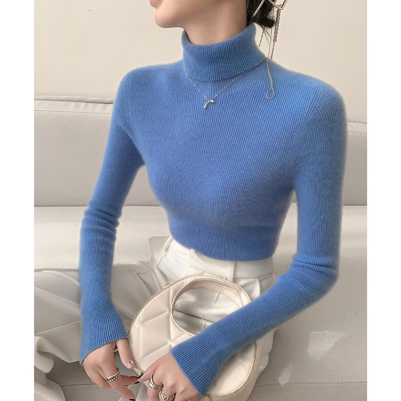 Ladies' Slim Fit Cashmere Sweater - Autumn/Winter High Neck Pullover Knitwear