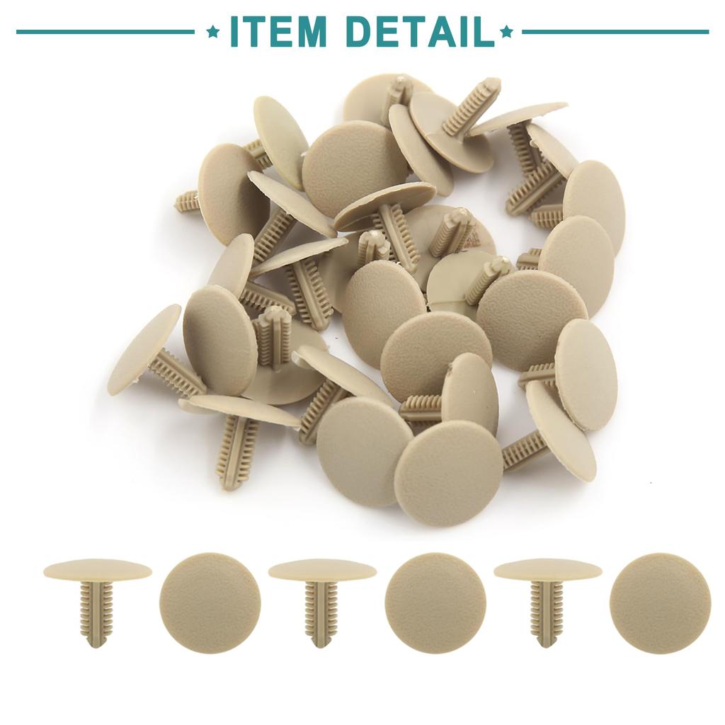 ACROPIX Universal 7mm Hole 24.5mm Head Car Plastic Trim Door Panel Retainer Clip Rivets Beige - Pack of 30