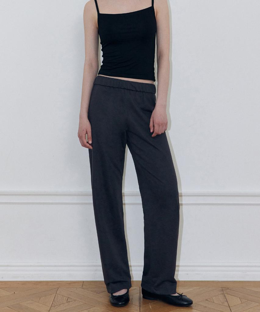 LADY VOLUME Straight Elastic Pants (D/Grey)