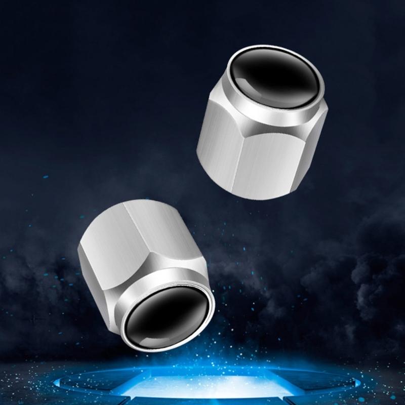5pcs Metal Tire Valves Caps Corrosion Resistant Caps Hexagonal Designs Dust Proof Rubber Seal for Car & Motorcycles