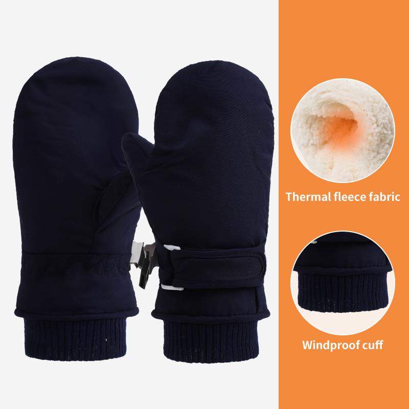 Kids' Quick-Dry Warm Ski Gloves with Waterproof Fabric and Thick Velvet Lining