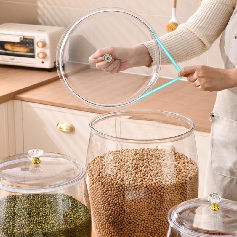 Transparent Flour Grains Storage Jar With Lid Sealed Grains Storage Box Wide Mouth Candy Cookie Jar Tea Kitchen Organizer