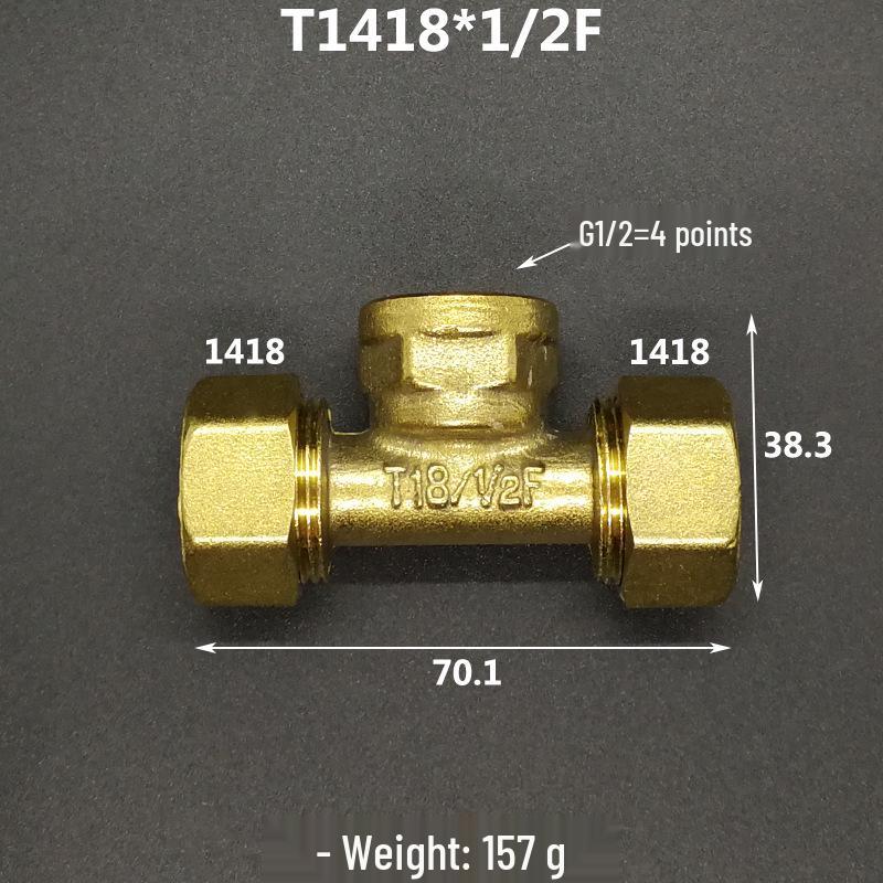 Aluminium-Kunststoffrohr Kupfer T-Stück Fitting: Reduziergewindegrößen 1216, 1418, 1620, 2025, 2632, 4, 6 Punkte.