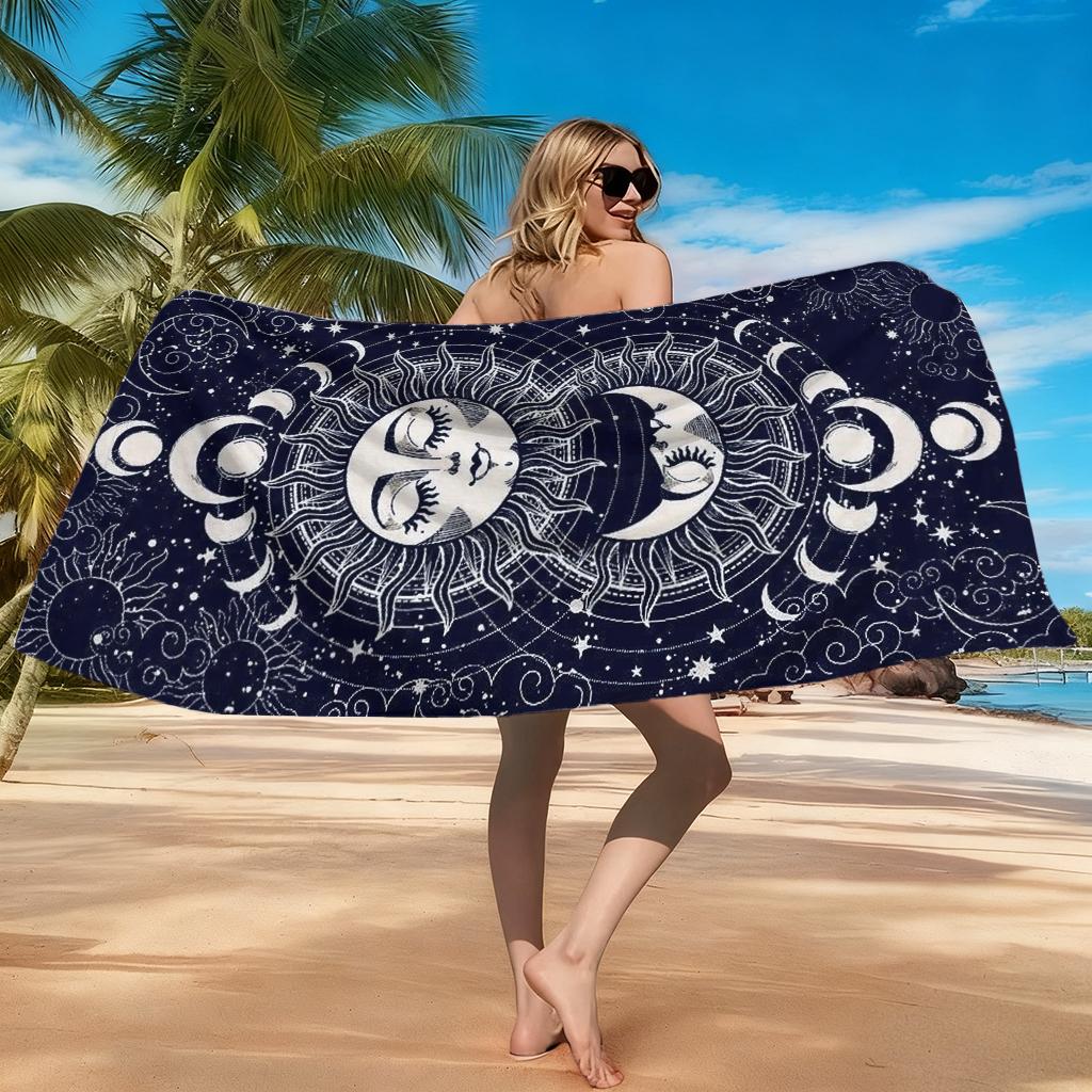1pc Bohemian Sun&Moon Beach Towel Vintage Large Quick-drying Towel Suitable for Beach Yoga Pool Gym Towel Summer Gift for Friend