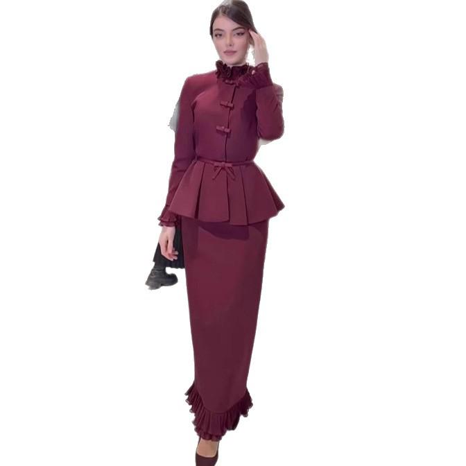 2025 Autumn New Arrival High-End Evening Party Two-Piece Set with Bell Sleeves