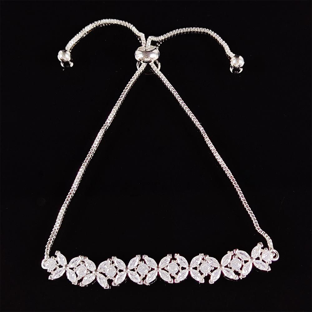 Evropský & Americký Zirkonový Náramek: Dámský niche design, jednoduchý, módní, nový push-pull styl - s6058.