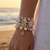 Bohemian Multilayer Shell Starfish Bracelets for Women Summer Beach Elastic Beaded Anklet Bracelet Set Vacation Jewelry Gift