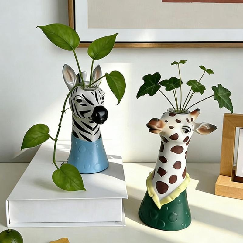Giraffe Art Vases Decorative Flower Vases Animal Face Vases Table Ornament Modern Home Decors Gift for Women Girls