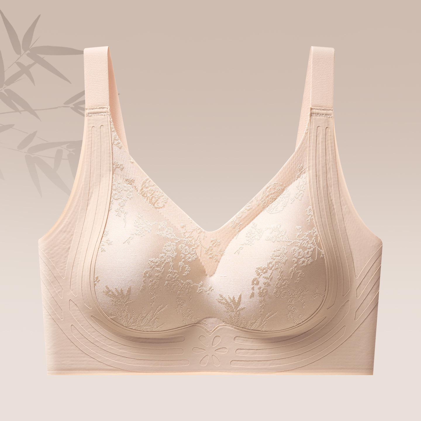 Plus Size Adjustable Full Cup Women s Lifting Bra: New Chinese Style, Side Support, Anti-Sagging. S (40-53 kg)
