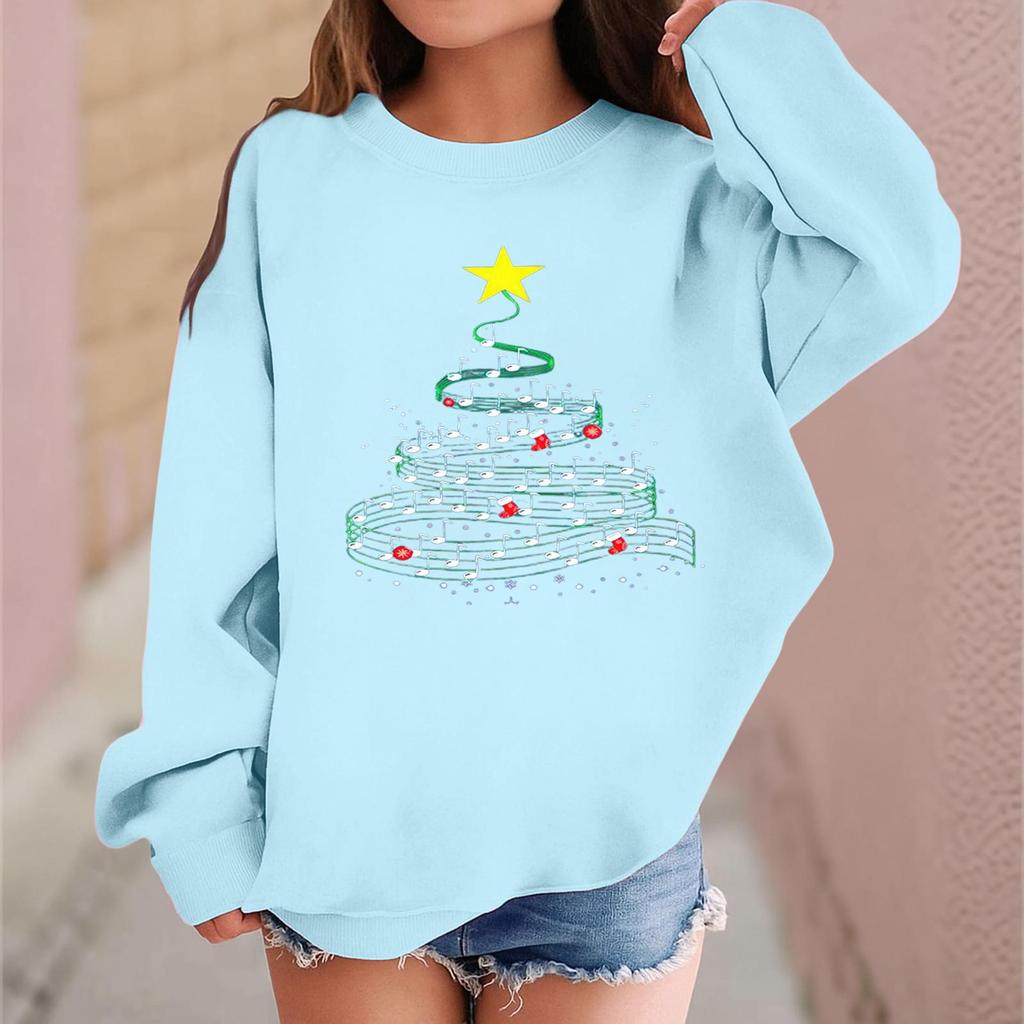 Children's Fashionable Casual Long-sleeved Loose Christmas Print Pullover Sweatshirt