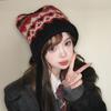 Chapéu Feminino Outono Inverno Gorro Quente Japonês Malha Chapéu Boné de Pelo À Prova de Vento Grosso Proteção de Orelhas Gravata Pulôver Gorro Bonnet