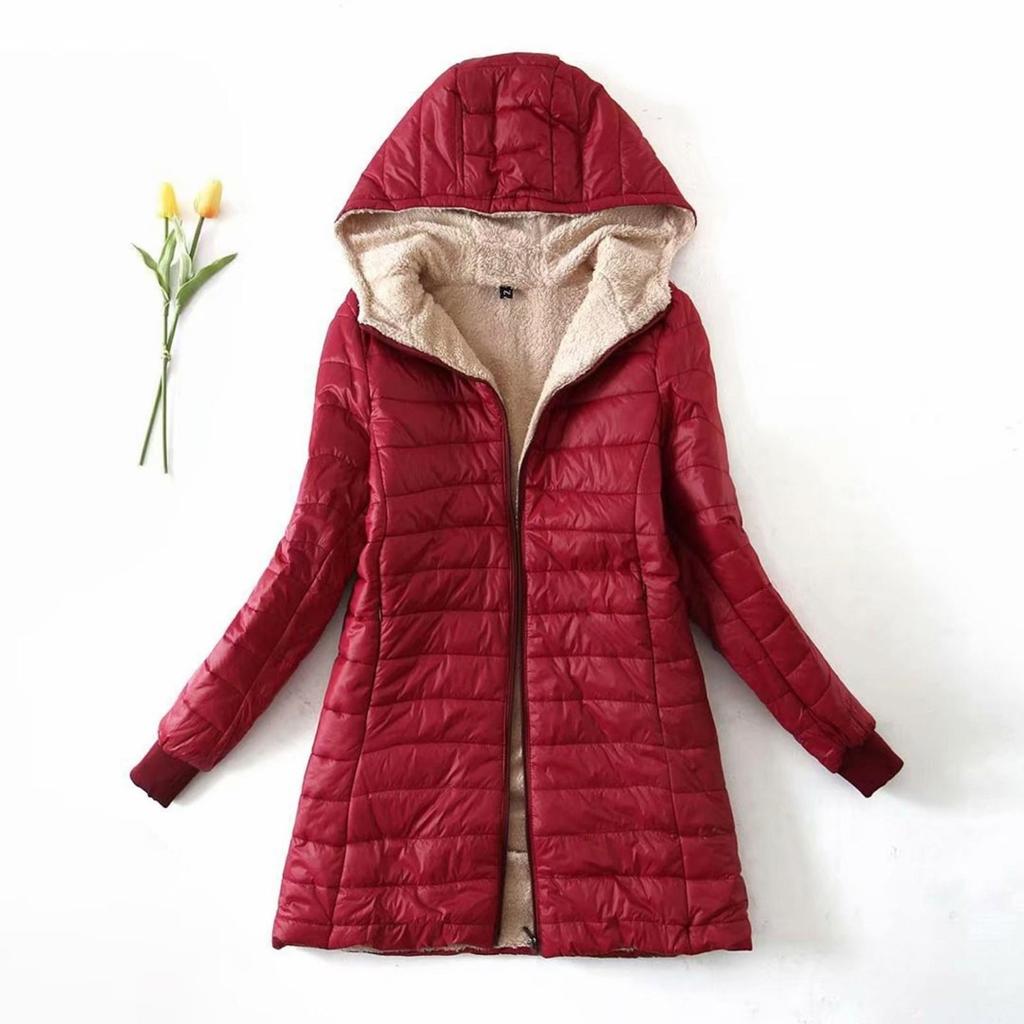 Womens Long-Sleeve Zipper Front Hoode Warm Casual Raglan Bomber Jacket With Pockets Coat Outwear