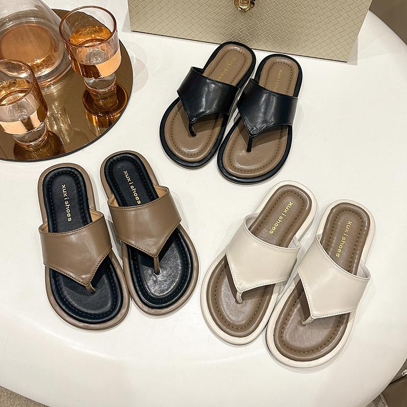 Summer New Style Round Toe Comfortable Casual Flat Open Toe Women's Slippers Elegant Solid Color Lightweight Women's Sandals